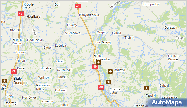 mapa Białka Tatrzańska, Białka Tatrzańska na mapie Targeo