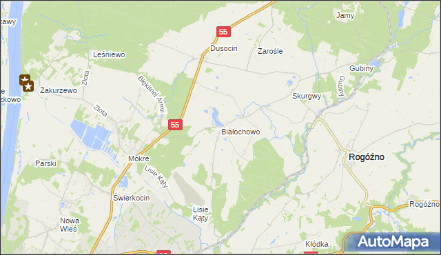 mapa Białochowo, Białochowo na mapie Targeo