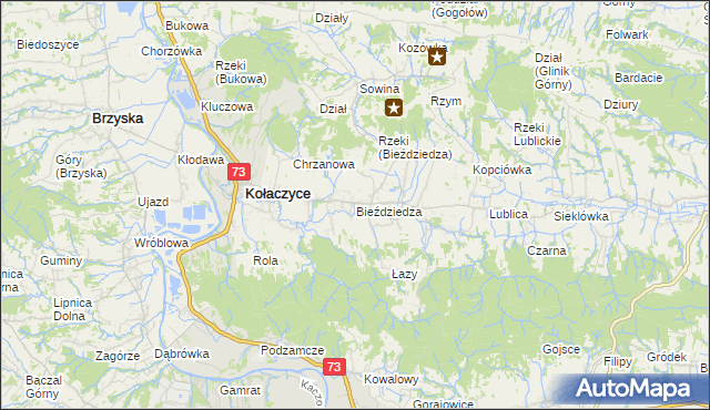 mapa Bieździedza, Bieździedza na mapie Targeo