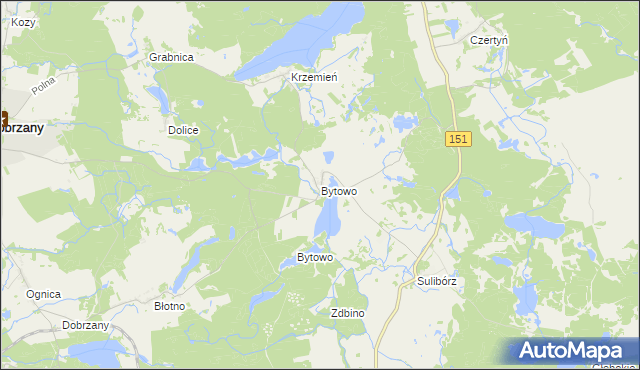 mapa Bytowo gmina Dobrzany, Bytowo gmina Dobrzany na mapie Targeo
