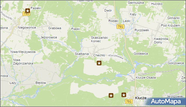 mapa Chechło gmina Klucze, Chechło gmina Klucze na mapie Targeo
