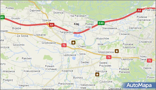 mapa Chełm gmina Bochnia, Chełm gmina Bochnia na mapie Targeo