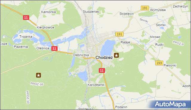 mapa Chodzież, Chodzież na mapie Targeo