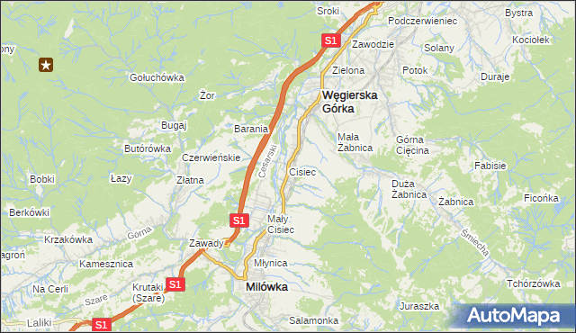 mapa Cisiec, Cisiec na mapie Targeo