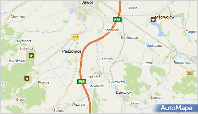 mapa Czernica gmina Dobromierz, Czernica gmina Dobromierz na mapie Targeo