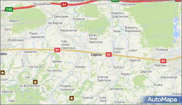 mapa Dębno powiat brzeski, Dębno powiat brzeski na mapie Targeo