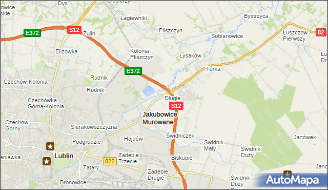 mapa Długie gmina Wólka, Długie gmina Wólka na mapie Targeo
