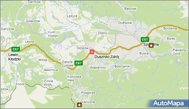 mapa Duszniki-Zdrój, Duszniki-Zdrój na mapie Targeo