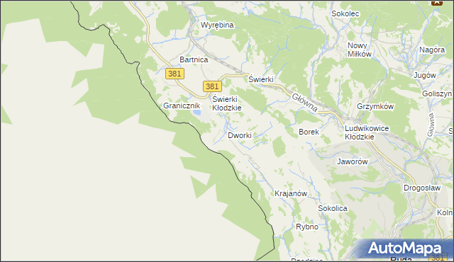 mapa Dworki gmina Nowa Ruda, Dworki gmina Nowa Ruda na mapie Targeo