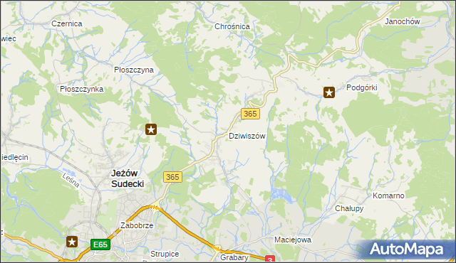 mapa Dziwiszów, Dziwiszów na mapie Targeo