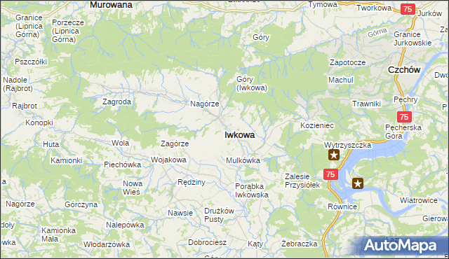 mapa Iwkowa, Iwkowa na mapie Targeo