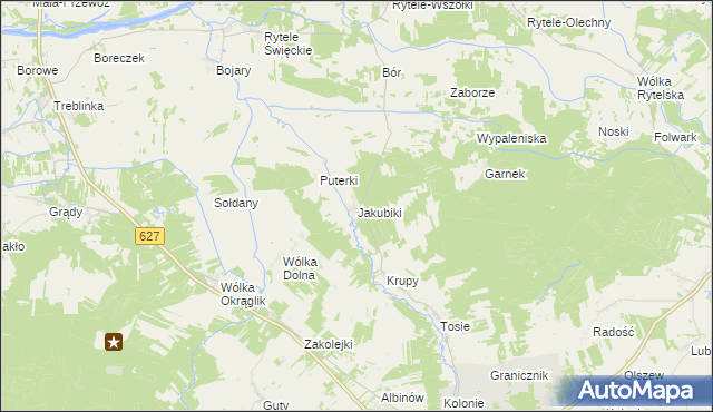 mapa Jakubiki, Jakubiki na mapie Targeo
