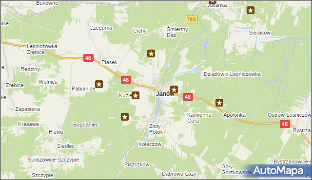 mapa Janów powiat częstochowski, Janów powiat częstochowski na mapie Targeo