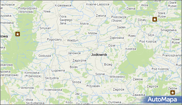 mapa Jodłownik, Jodłownik na mapie Targeo