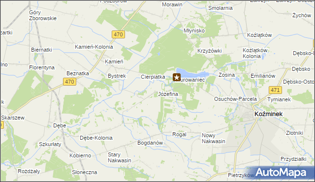 mapa Józefina gmina Koźminek, Józefina gmina Koźminek na mapie Targeo