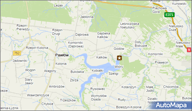 mapa Kałków gmina Pawłów, Kałków gmina Pawłów na mapie Targeo