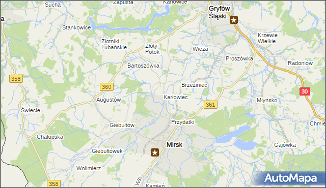 mapa Karłowiec, Karłowiec na mapie Targeo