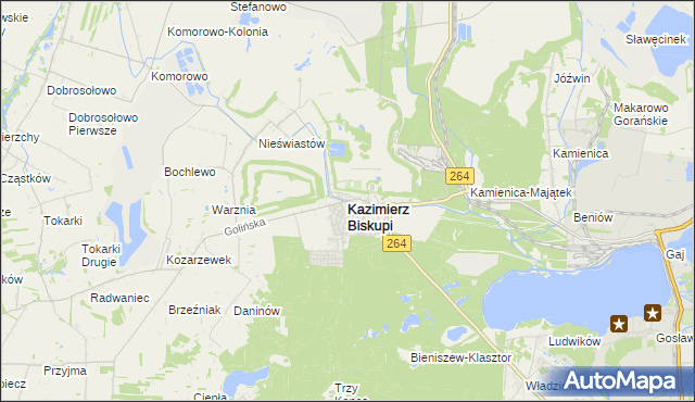 mapa Kazimierz Biskupi, Kazimierz Biskupi na mapie Targeo