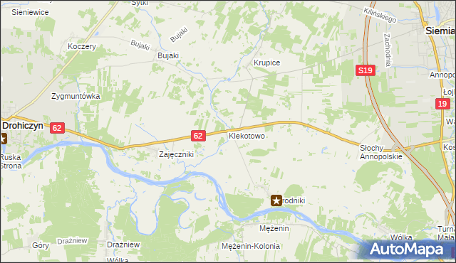 mapa Klekotowo gmina Siemiatycze, Klekotowo gmina Siemiatycze na mapie Targeo