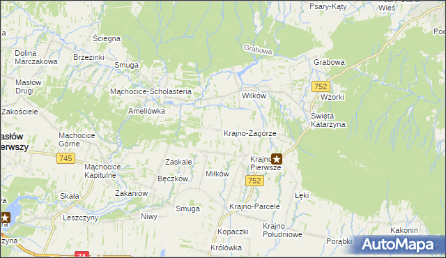 mapa Krajno-Zagórze, Krajno-Zagórze na mapie Targeo