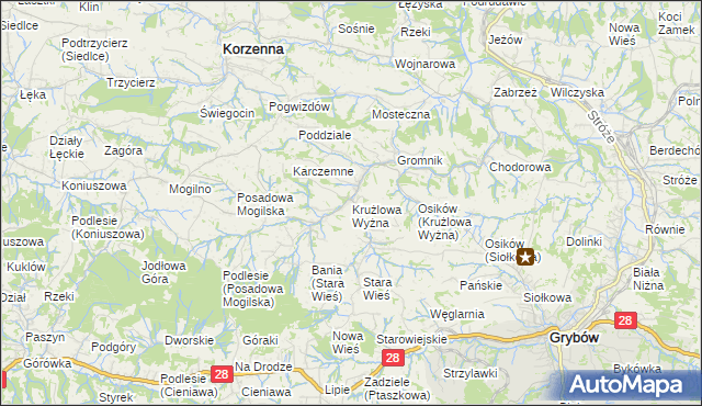 mapa Krużlowa Wyżna, Krużlowa Wyżna na mapie Targeo