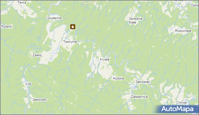 mapa Krywe, Krywe na mapie Targeo