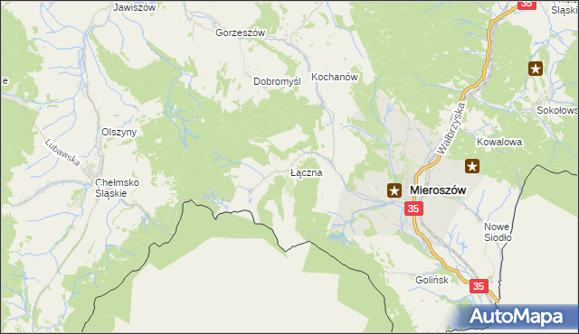 mapa Łączna gmina Mieroszów, Łączna gmina Mieroszów na mapie Targeo