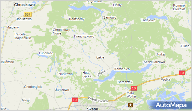 mapa Łąkie gmina Skępe, Łąkie gmina Skępe na mapie Targeo