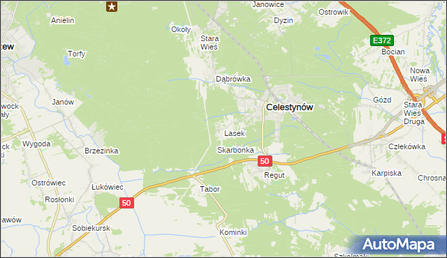mapa Lasek gmina Celestynów, Lasek gmina Celestynów na mapie Targeo