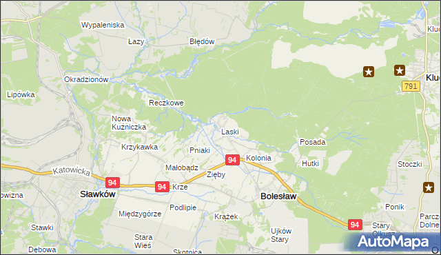 mapa Laski gmina Bolesław, Laski gmina Bolesław na mapie Targeo