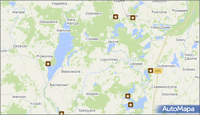 mapa Łopuchowo gmina Jeleniewo, Łopuchowo gmina Jeleniewo na mapie Targeo