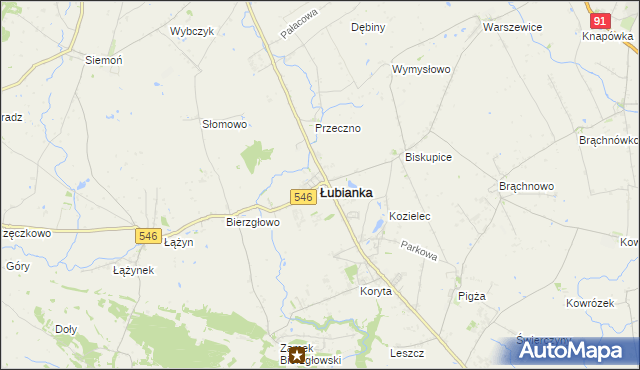 mapa Łubianka powiat toruński, Łubianka powiat toruński na mapie Targeo