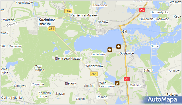 mapa Ludwików gmina Kazimierz Biskupi, Ludwików gmina Kazimierz Biskupi na mapie Targeo