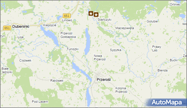 mapa Nowa Przerośl, Nowa Przerośl na mapie Targeo