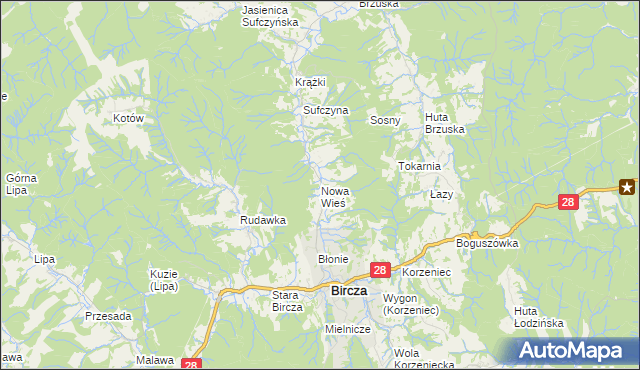 mapa Nowa Wieś gmina Bircza, Nowa Wieś gmina Bircza na mapie Targeo
