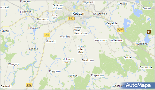 mapa Nowa Wieś Mała gmina Kętrzyn, Nowa Wieś Mała gmina Kętrzyn na mapie Targeo
