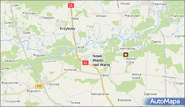 mapa Nowe Miasto nad Wartą, Nowe Miasto nad Wartą na mapie Targeo