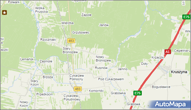 mapa Nowy Broniszew, Nowy Broniszew na mapie Targeo