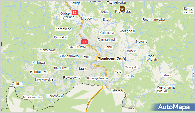 mapa Piwniczna-Zdrój, Piwniczna-Zdrój na mapie Targeo