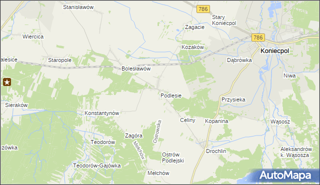 mapa Podlesie gmina Lelów, Podlesie gmina Lelów na mapie Targeo
