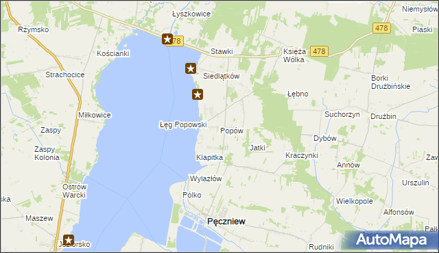 mapa Popów gmina Pęczniew, Popów gmina Pęczniew na mapie Targeo