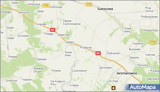 mapa Przeginia, Przeginia na mapie Targeo