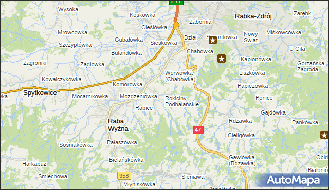 mapa Rokiciny Podhalańskie, Rokiciny Podhalańskie na mapie Targeo