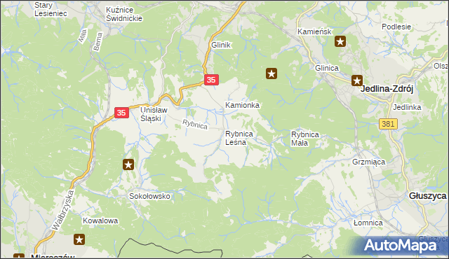 mapa Rybnica Leśna, Rybnica Leśna na mapie Targeo