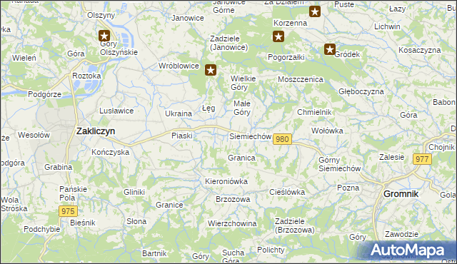 mapa Siemiechów gmina Gromnik, Siemiechów gmina Gromnik na mapie Targeo