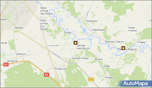 mapa Siemień Nadrzeczny, Siemień Nadrzeczny na mapie Targeo