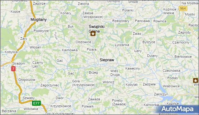 mapa Siepraw, Siepraw na mapie Targeo