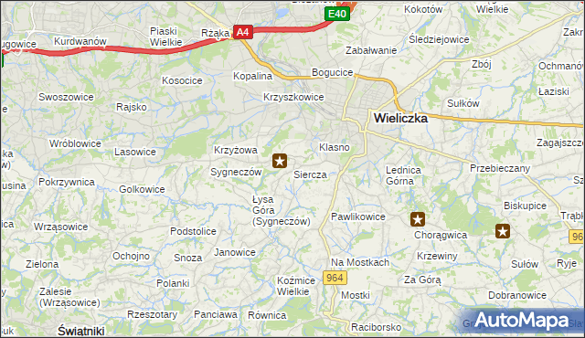 mapa Siercza, Siercza na mapie Targeo