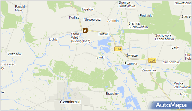 mapa Skoki gmina Czemierniki, Skoki gmina Czemierniki na mapie Targeo