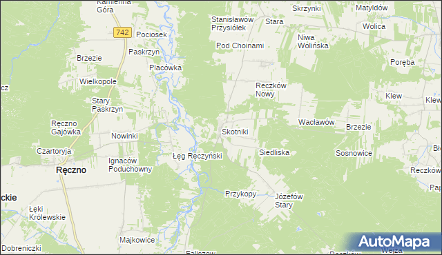 mapa Skotniki gmina Aleksandrów, Skotniki gmina Aleksandrów na mapie Targeo